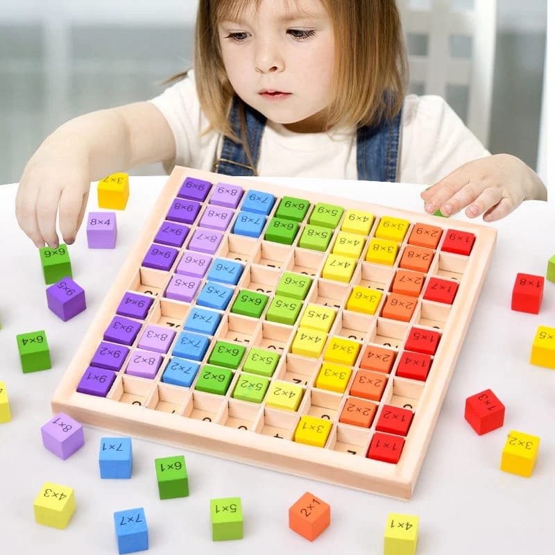 Juguetes Educativos de madera Montessori para niños y bebés, mesa de multiplicación de 99, enseñanza aritmética de matemáticas para preescolar, regalo de ayuda