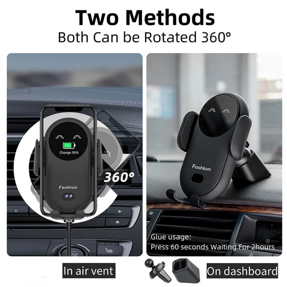 Cargador inalámbrico para coche, soporte de teléfono de montaje automático para iPhone 15, 14, 13 Pro Max, Samsung, Xiaomi, Huawei, carga rápida por inducción, 50W