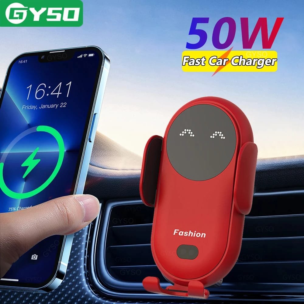 Cargador inalámbrico para coche, soporte de teléfono de montaje automático para iPhone 15, 14, 13 Pro Max, Samsung, Xiaomi, Huawei, carga rápida por inducción, 50W