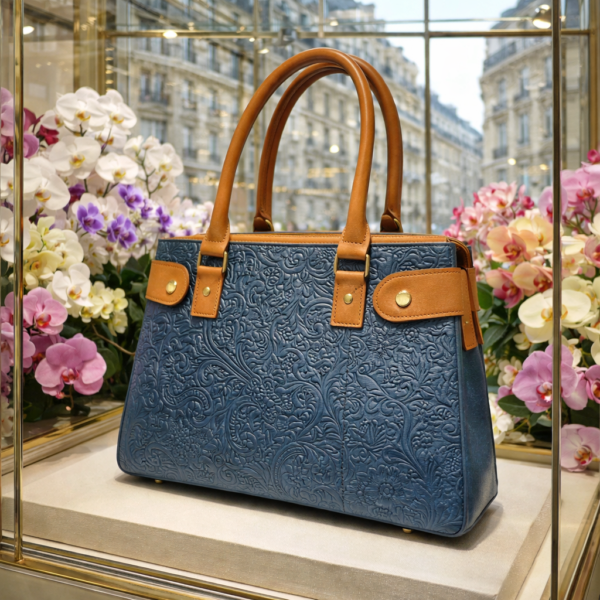 Yoselyn Azul Bolso Yocelyn Piel Genuina Hecho a Mano