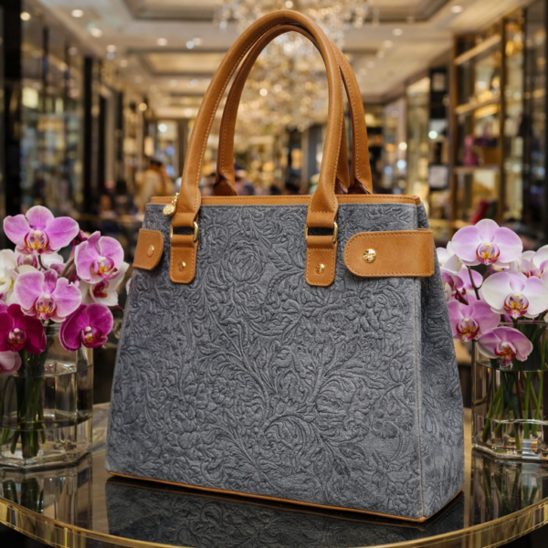 Yoselyn Gris Bolso Yocelyn Piel Genuina Hecho a Mano